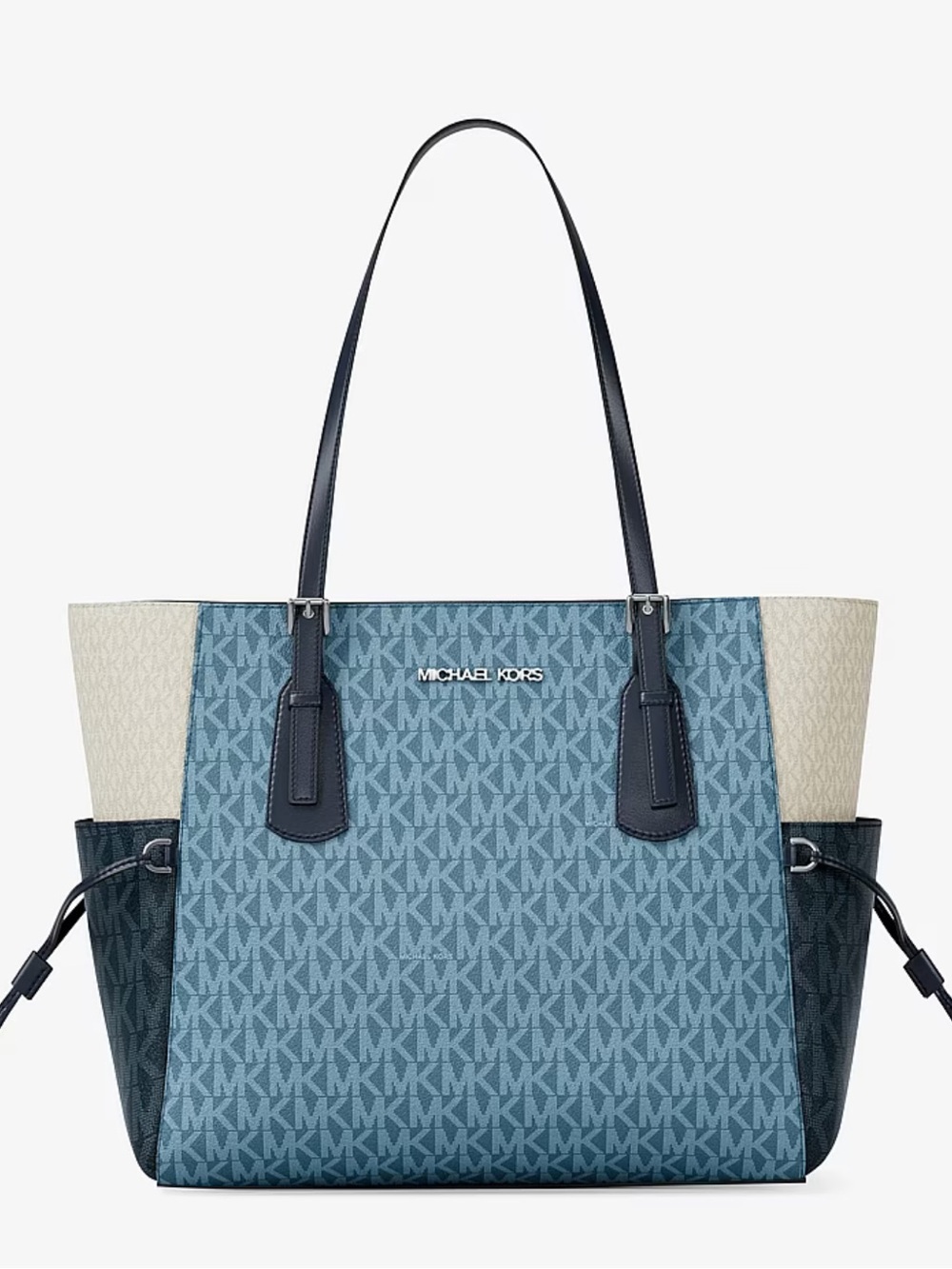 Michael Kors Voyager Large Color-Block Signature Logo Tote Bag